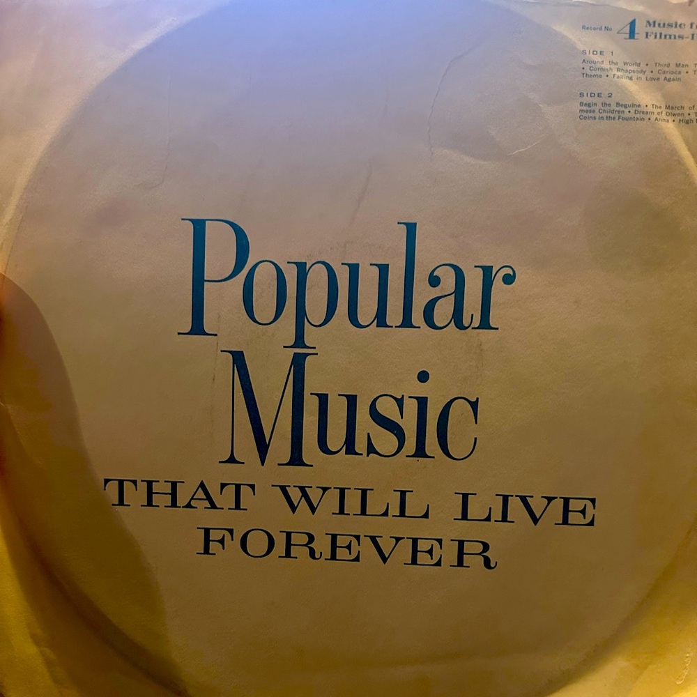 POPULAR MUSIC THAT WILL LIVE FOREVER Vinyl #4 *NEW*